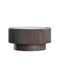 Streamdale Furniture Marble Pattern Coffee Table - Round, Dark Brown