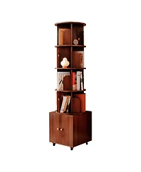 Streamdale Furniture Rotating 5-Tier Corner Bookshelf with Drawer