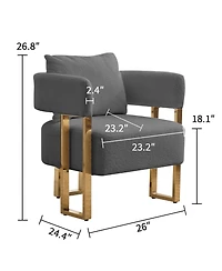 Streamdale Furniture Ts Modern Grey Fleece Accent Chairs Legs 2PCS