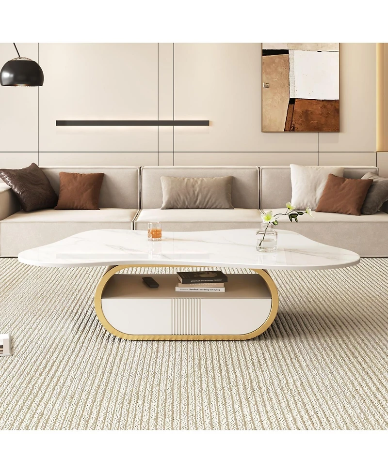 Streamdale Furniture Streamdale Butterfly Coffee Table - Sintered Stone Top, Storage & Drawer