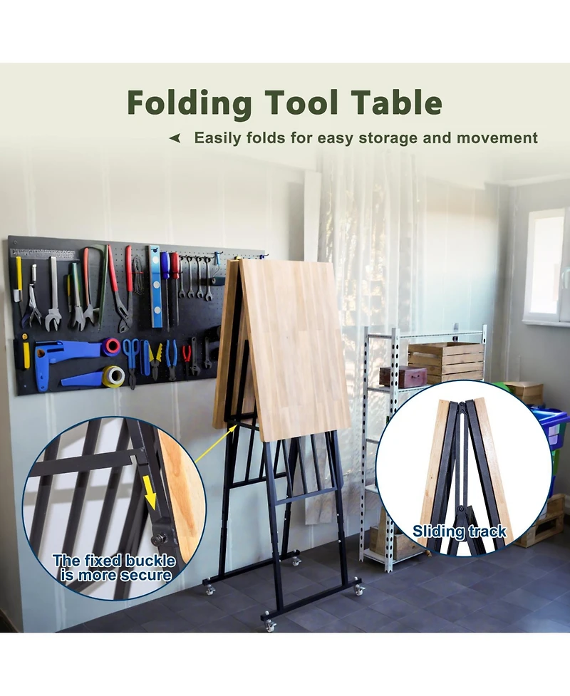 Streamdale Folding Butcher-Block Workbench - Portable Utility Table