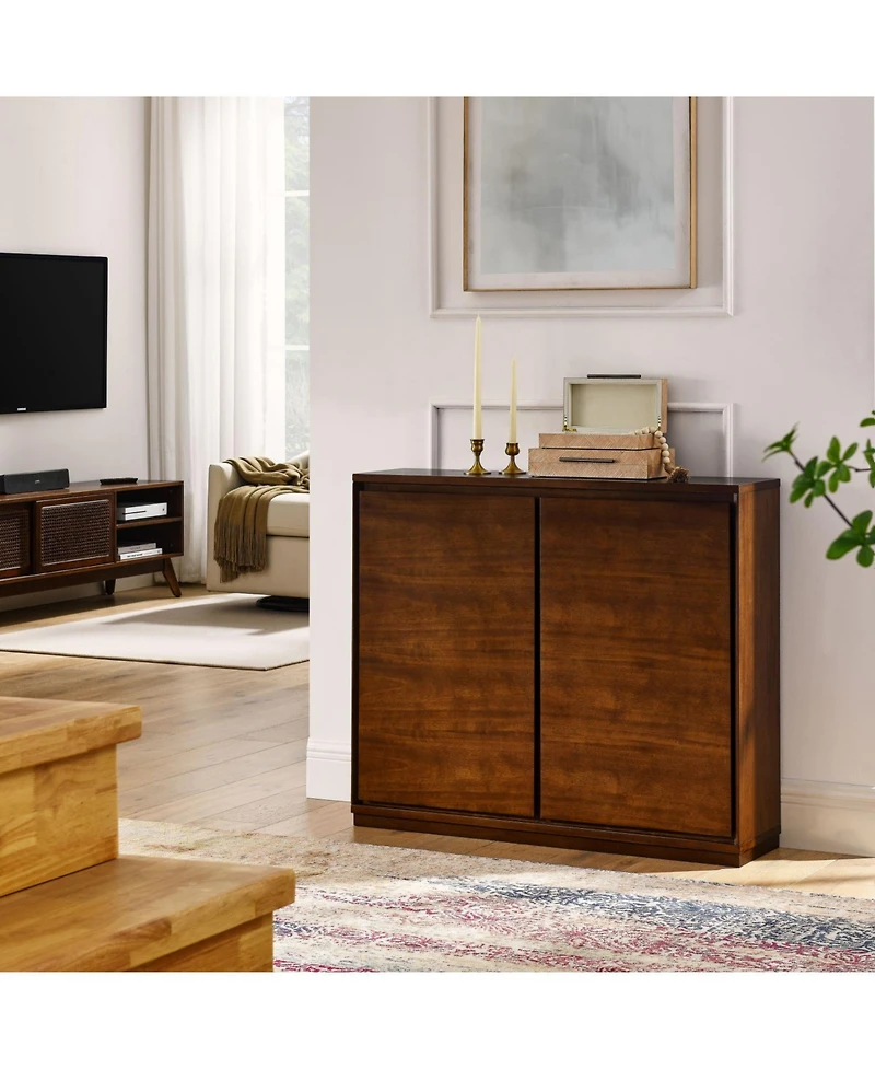 Streamdale Furniture Walnut Sideboard Buffet Cabinet with Outlets