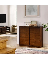Streamdale Furniture Walnut Sideboard Buffet Cabinet with Outlets