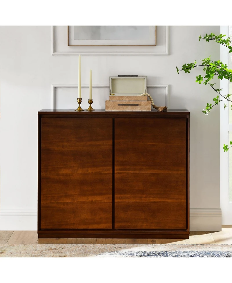 Streamdale Furniture Walnut Sideboard Buffet Cabinet with Outlets