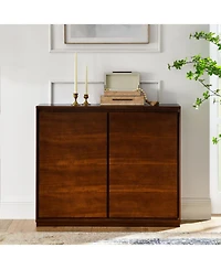 Streamdale Furniture Walnut Sideboard Buffet Cabinet with Outlets