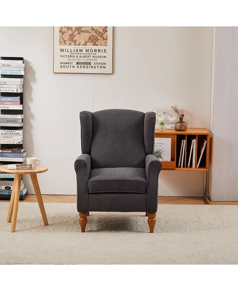 Streamdale Furniture Vintage Luxury Coffee Table & Armchair Set (Dark Grey/Natural Wood)