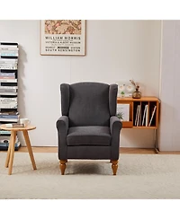 Streamdale Furniture Vintage Luxury Coffee Table & Armchair Set (Dark Grey/Natural Wood)