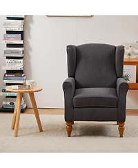 Streamdale Furniture Vintage Luxury Coffee Table & Armchair Set (Dark Grey/Natural Wood)