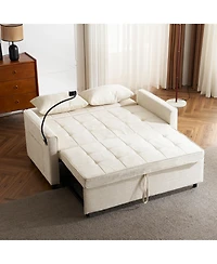 Streamdale Furniture Loveseat Sofa Bed with Reversible Backrest, Side Pockets, Usb Ports and Phone Holder