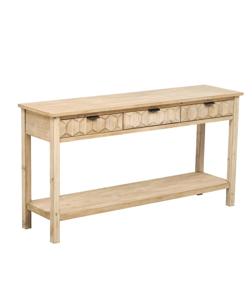 Streamdale Furniture 60" Fir Veneer Entryway Table with Honeycomb Fronts & 3 Drawers