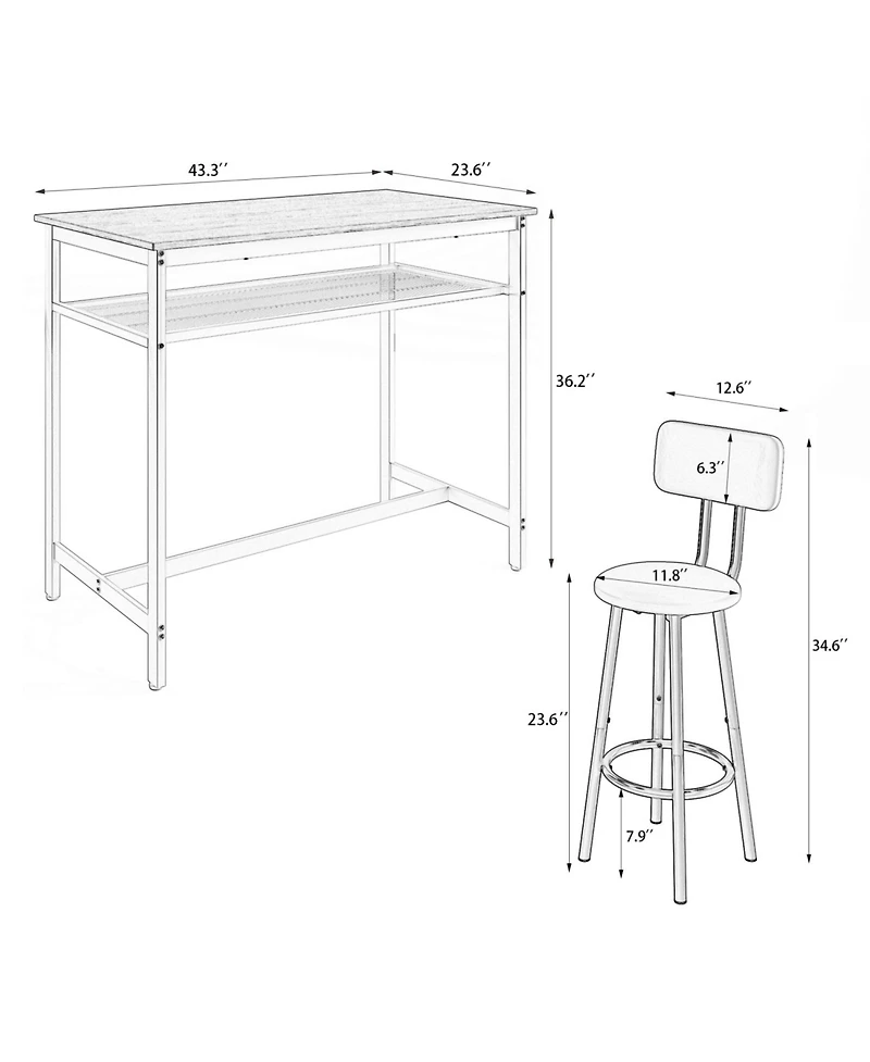 Streamdale Furniture5-Piece Kitchen Counter Height Table Set (Bar Table with 4 Chairs):