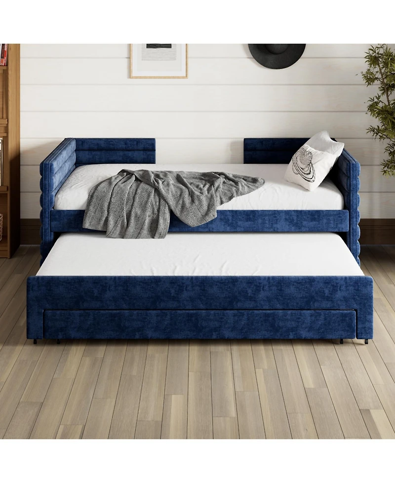 Streamdale Furniture Streamdale Twin Upholstered Daybed with Trundle & 3 Drawers