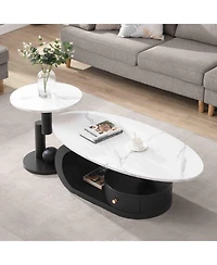 Streamdale Furniture Modern Nesting Coffee Table Set - Oval & Round