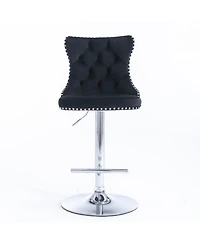 Streamdale Furniture Velvet Swivel Barstools, Adjustable Height, Chrome Base, Set of 2