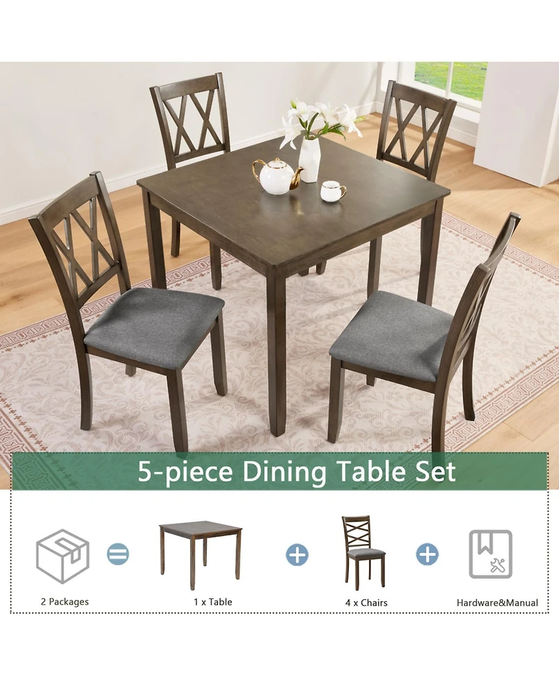 Streamdale Furniture Elegant Walnut 5-Piece Dining Table Set