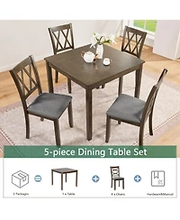 Streamdale Furniture Elegant Walnut 5-Piece Dining Table Set