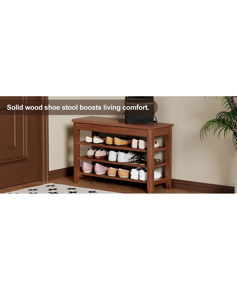Streamdale Furniture Solid Wood Shoe Rack Bench - 550lb Capacity