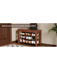Streamdale Furniture Solid Wood Shoe Rack Bench - 550lb Capacity