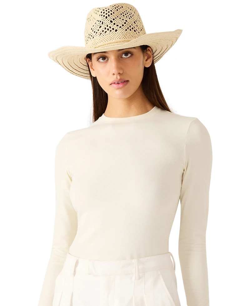 Steve Madden Mixed Pattern Western Panama Hat