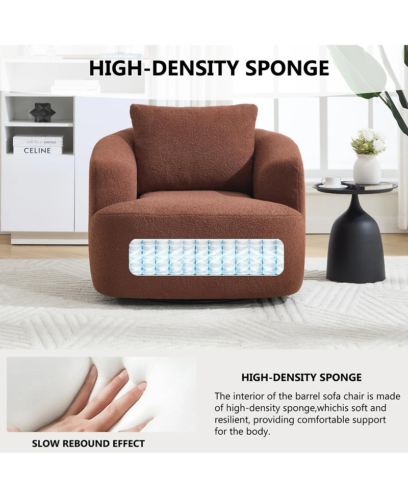 Streamdale Furniture Streamdale Swivel Teddy Fleece Comfy Chair with Pillow