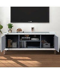 Streamdale Furniture 47" Mirror Tv Console - Diamond Doors Open Storage