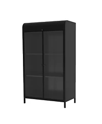 Streamdale Furniture Metal Storage Cabinet with Glass Doors & Open Shelves