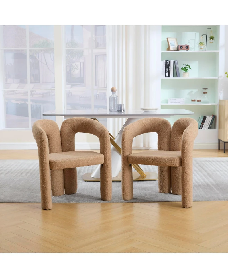 Streamdale Furniture Velvet Upholstered Accent/Dining Chair Set of 2 (Camel Teddy)