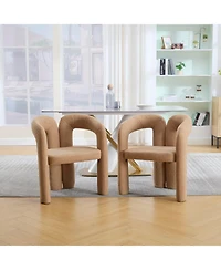 Streamdale Furniture Velvet Upholstered Accent/Dining Chair Set of 2 (Camel Teddy)