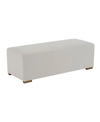 Streamdale Simple White Long Ottoman, Practical Furniture for Living Room and Bedroom