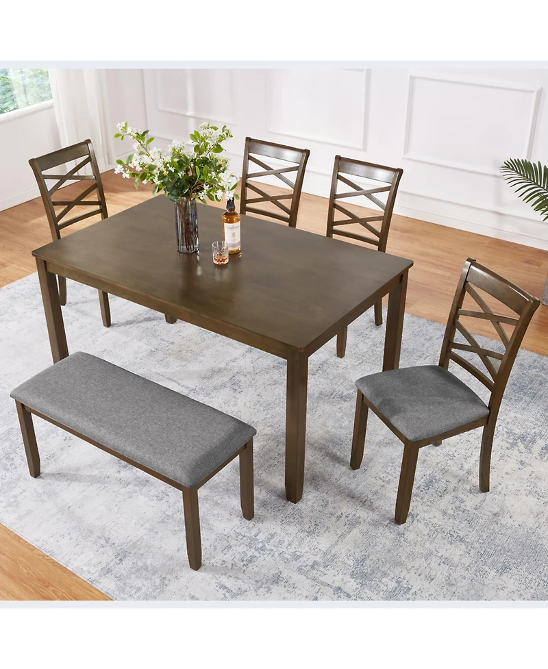 Streamdale Furniture 6-Piece Walnut Dining Set- Table