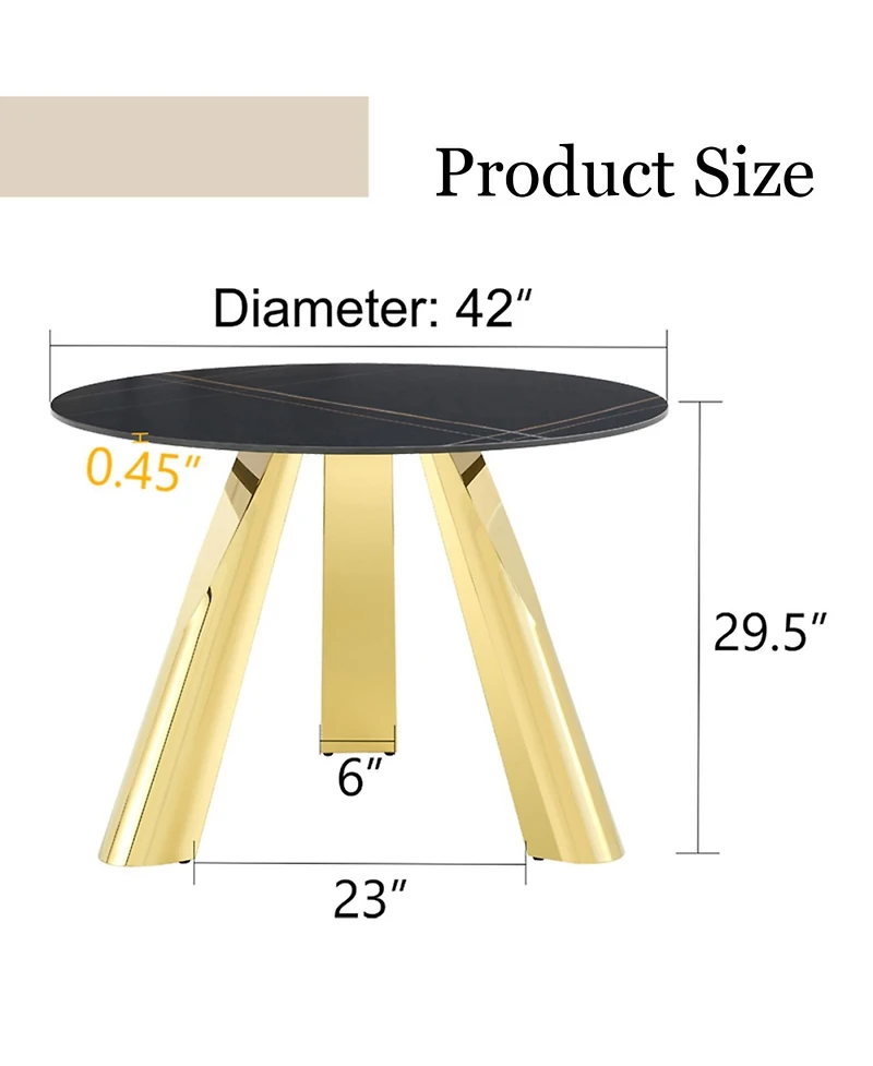 Streamdale Furniture 42" Gold-Plated Granite Table - Seats 4-6 - Dining, Entertaining, Conference