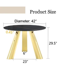 Streamdale Furniture 42" Gold-Plated Granite Table - Seats 4-6 - Dining, Entertaining, Conference
