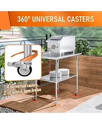 Streamdale Furniture Stainless Steel Table 30x36" w/ Adjustable Shelf & Wheels