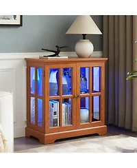 Streamdale Furniture + 1 Pc. + Wood (Dark Oak) + Led Lighting + Curio Cabinet