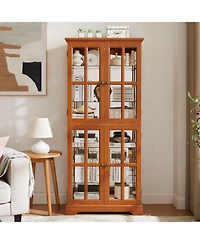 Streamdale Furniture + Dark Oak + Wood/Glass + Adjustable Shelves + Curio Cabinet