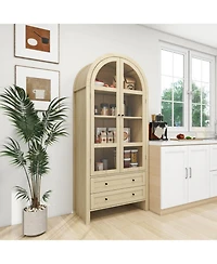 Streamdale Furniture 1 Pc. Wood Arched Design with Adjustable Shelves Kitchen Pantry Cabinet