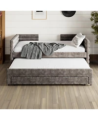 Streamdale Furniture Twin Upholstered Daybed with Trundle & 3 Drawers, Chenille