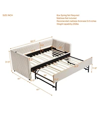 Streamdale Furniture Beige Velvet Daybed - Modern Diamond Grid Design