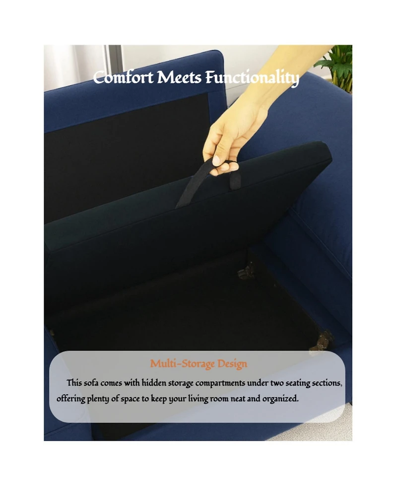 Streamdale Furniture Modern Storage Loveseat Sofa - Small Space Living