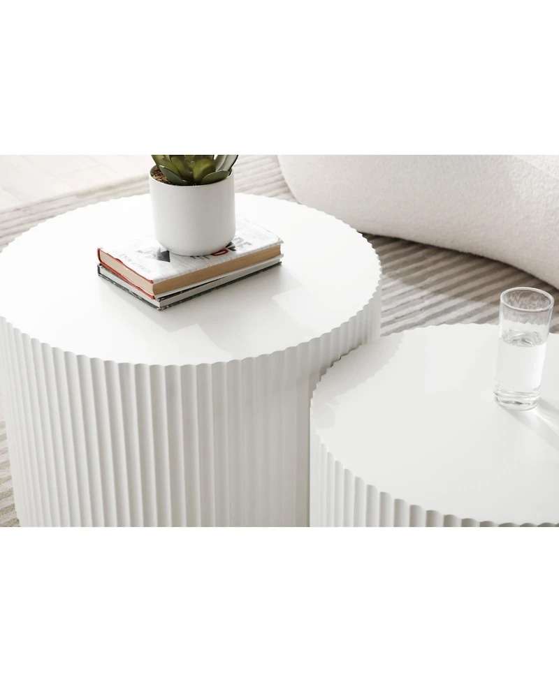 Streamdale Furniture White Round Nesting Coffee Tables (Set of 2)