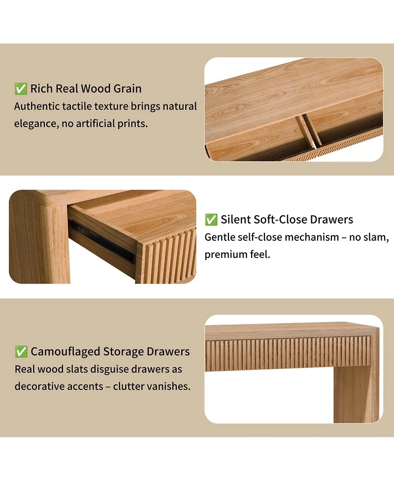 Streamdale Furniture Streamdale 60" Modern 2-Drawer Fluted Console Table