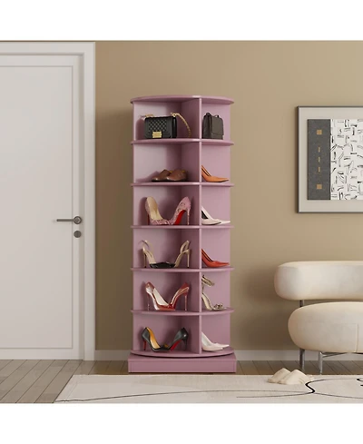 Streamdale Pink 360 Rotating shoe cabinet 6 layers