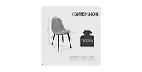 Streamdale Modern Linen Accent Dining Chairs (Set of 4), Black Metal Legs