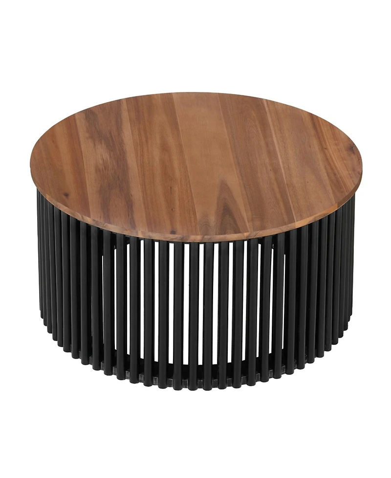 Streamdale Furniture Acacia Wood Coffee Table - 30" Round Easy Assembly