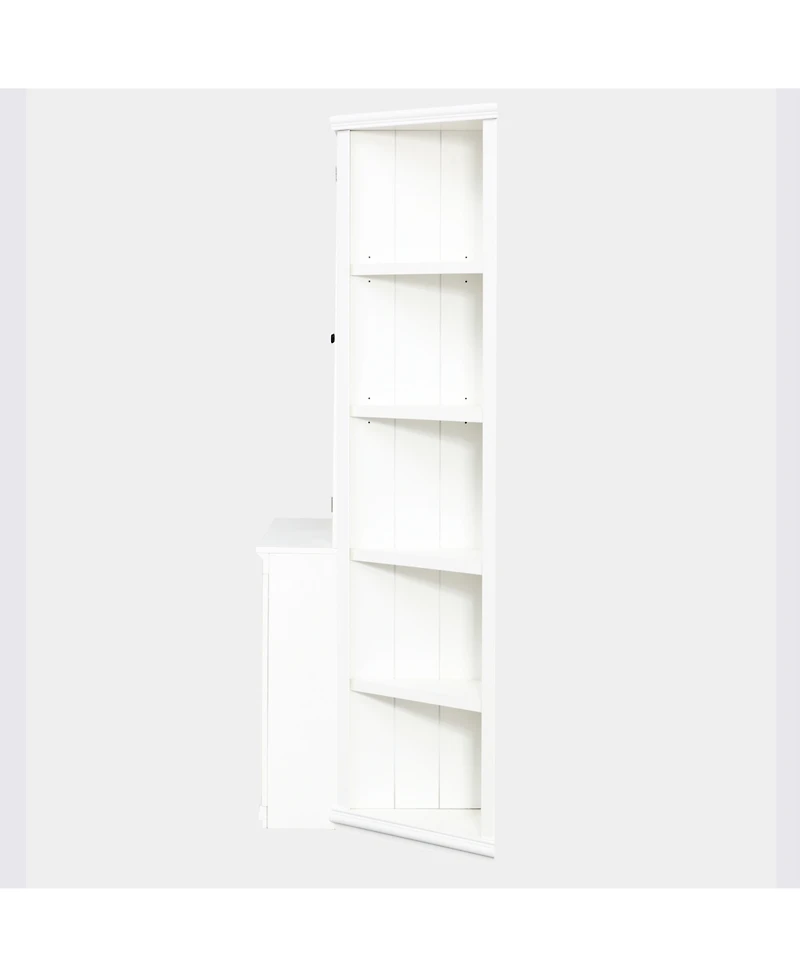 Streamdale Furniture 75" Display Cabinet & Triangle Bookshelves - White