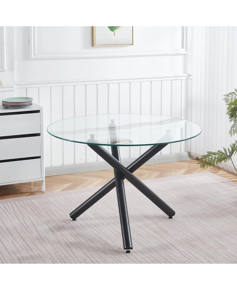 Streamdale Furniture Glass Dining Table - Modern Kitchen Table 110cm