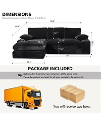 Streamdale Furniture 99" Modular Sectional Sofa Set, Modern Minimalist Couch, Sleeper