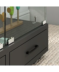 Streamdale Furniture Glass Display Cabinet w/ Drawers & Led Lights