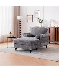 Streamdale Furniture Oversized Chenille Chaise Lounge Sofa Bed