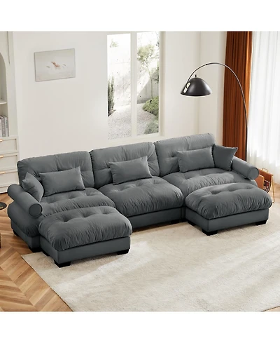 Streamdale Furniture Streamdale U Shape Sectional Sofa with Ottomans, Modern Corner Couch